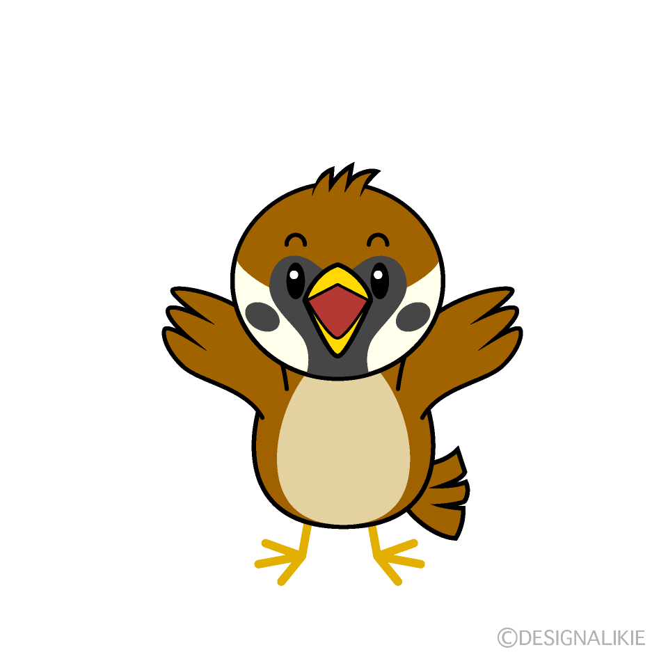 驚くスズメキャラ