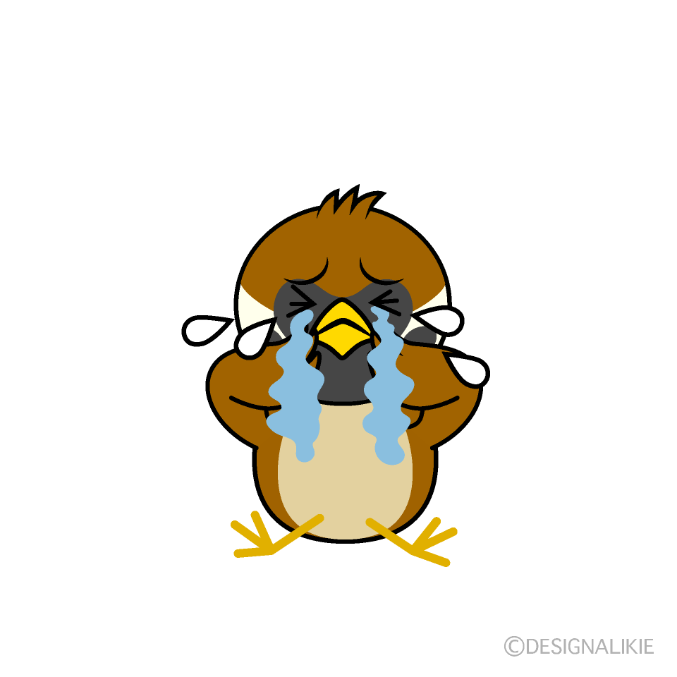 泣くスズメキャラ