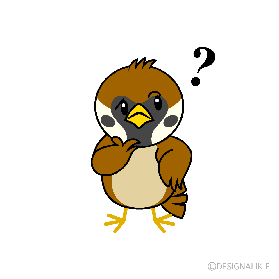 考えるスズメキャラ