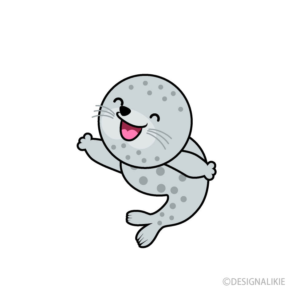 ジャンプするゴマフアザラシキャラ