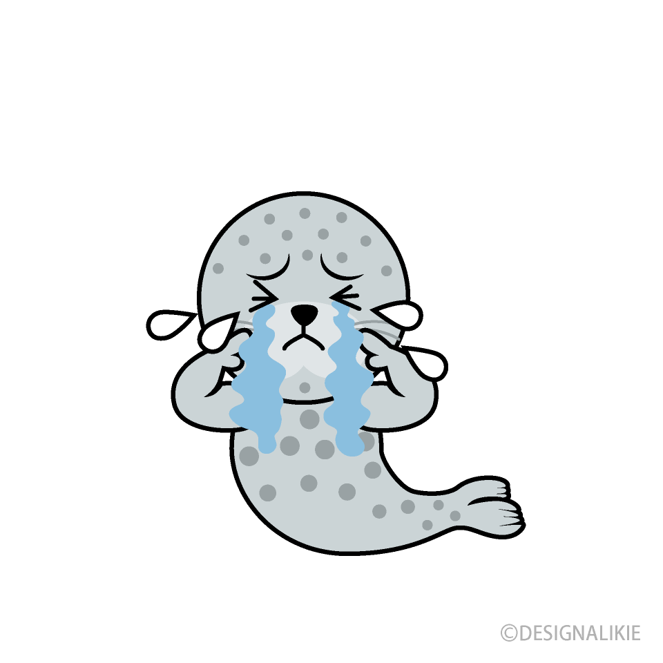 泣くゴマフアザラシキャラ