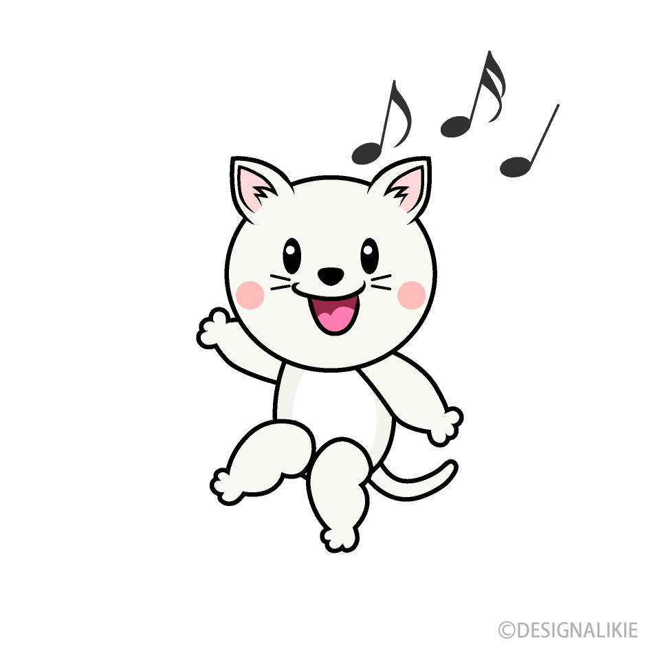 ダンスする白猫キャラ