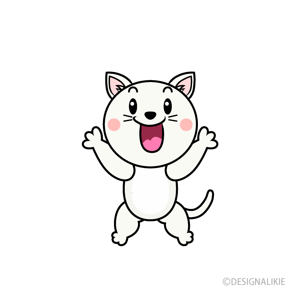 驚く白猫キャラ