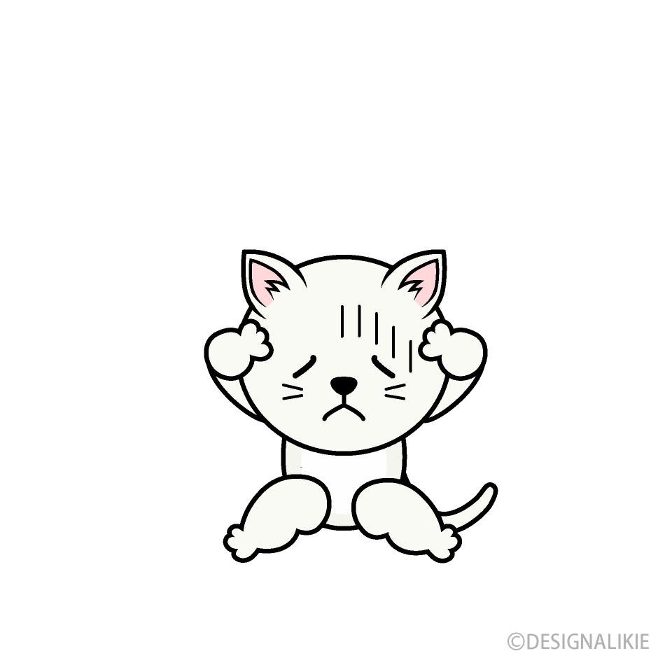 悩む白猫キャラ