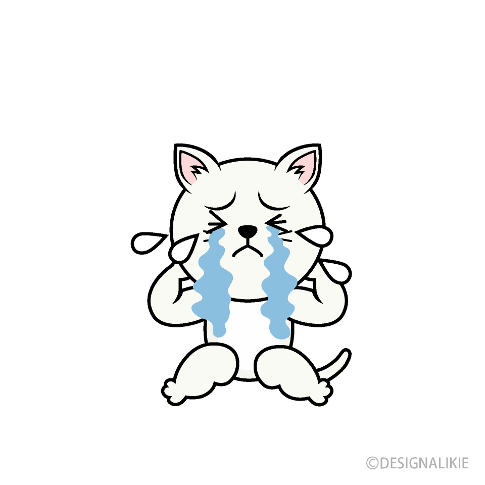 泣く白猫キャラ