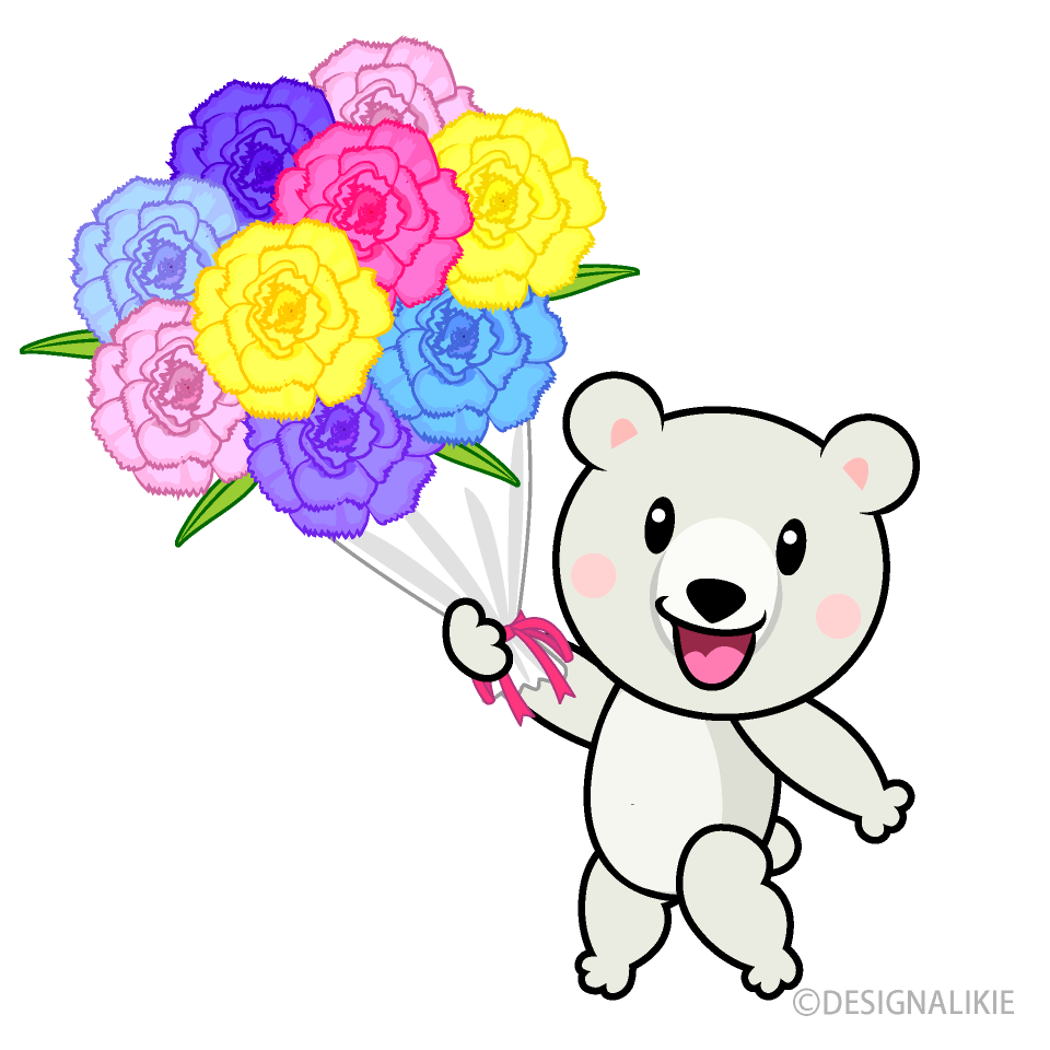 お祝いするシロクマキャラ