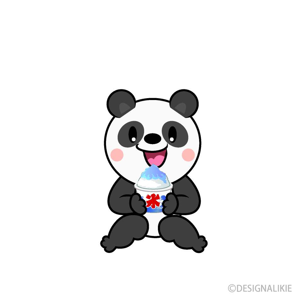 かき氷を食べるパンダマキャラ