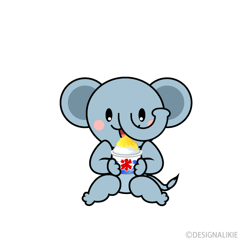 かき氷を食べるゾウキャラ