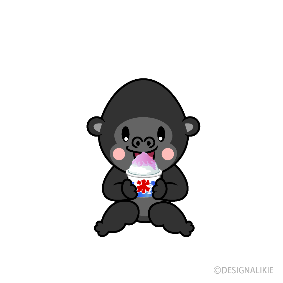 かき氷を食べるゴリラキャラ