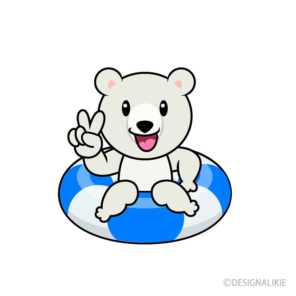 浮き輪とシロクマキャラ