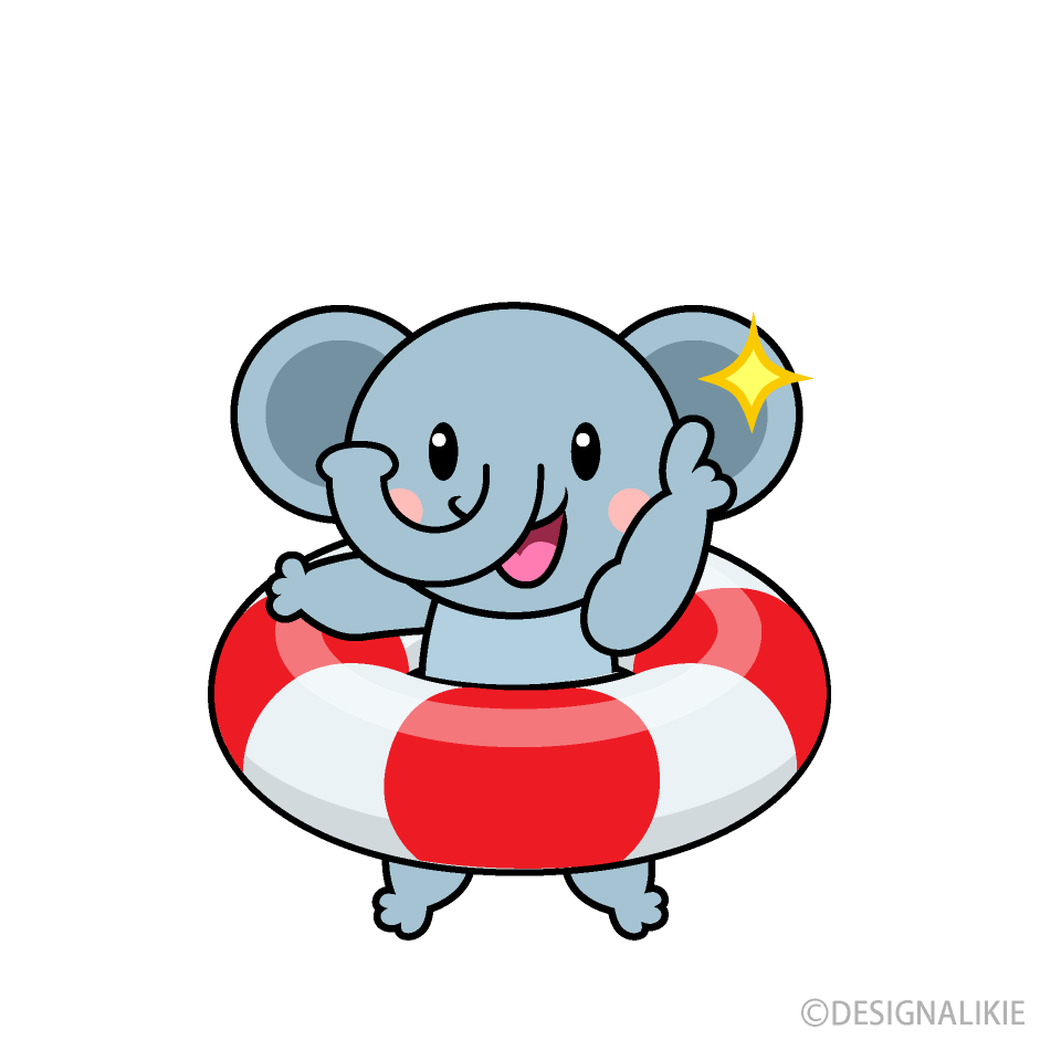 浮き輪とゾウキャラ