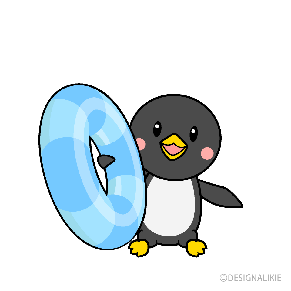 浮き輪とペンギンキャラ