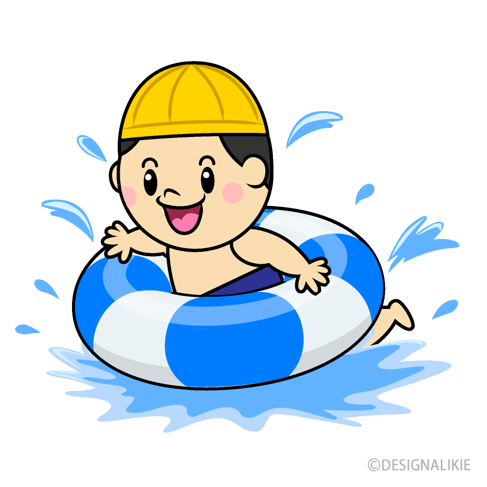 浮き輪で泳ぐ男の子