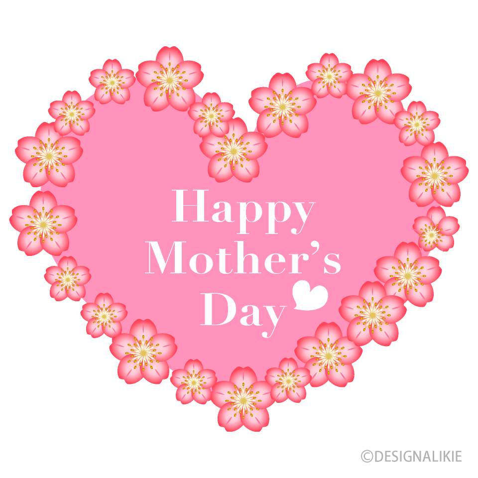 ピンクの花のハートのMothers Day