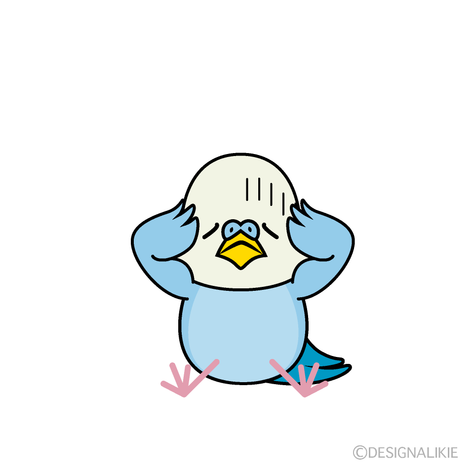 悩むセキセイインコキャラ