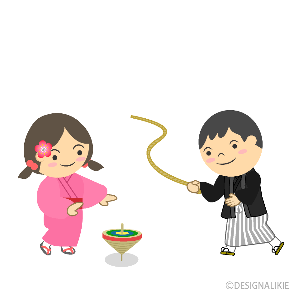 コマ回しする子供