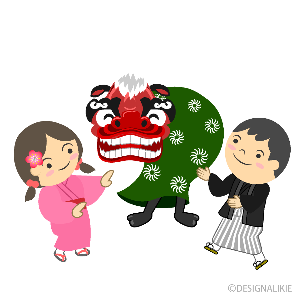 獅子舞と子供