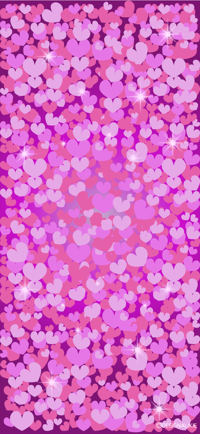 ピンク色キラキラハート iPhone壁紙