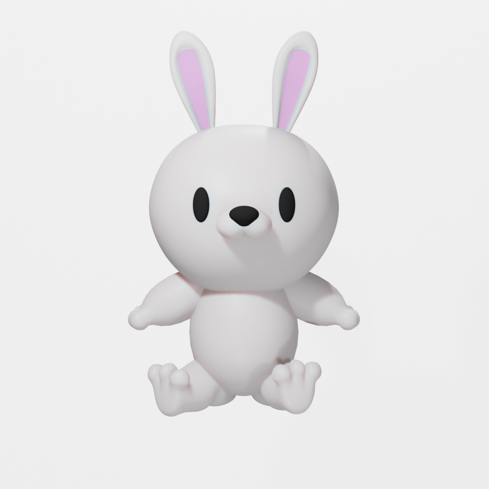 座ったかわいいウサギ3D
