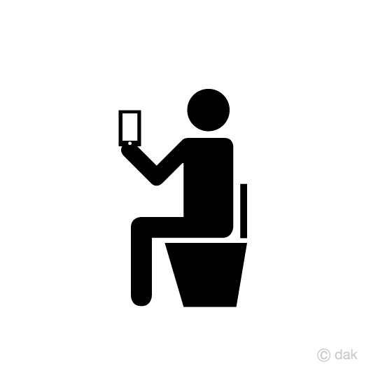 トイレでスマホする人のピクトグラム