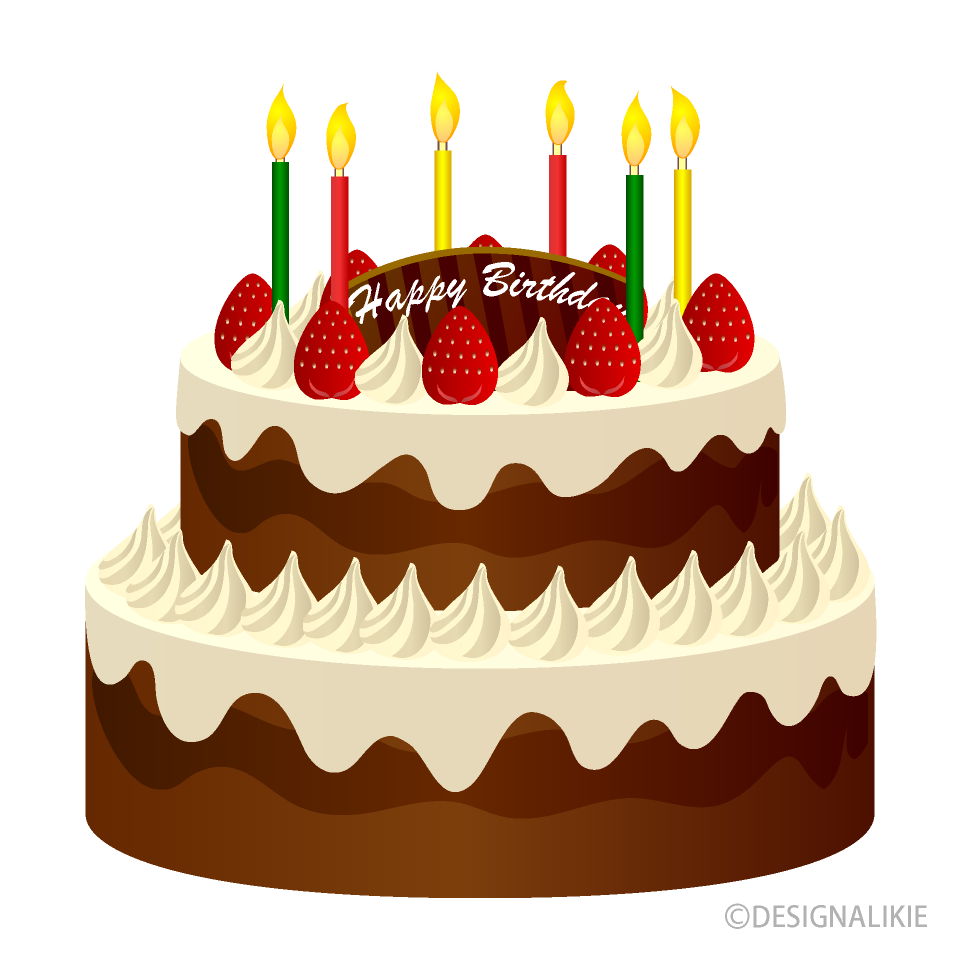 2段のホワイト誕生日ケーキ