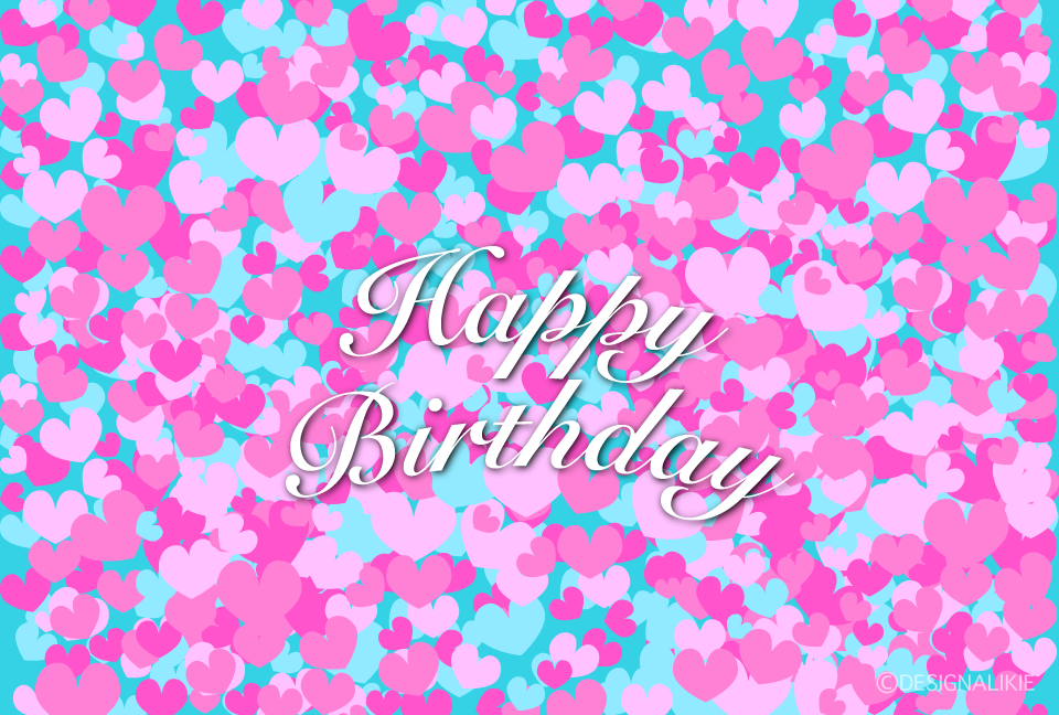 可愛いハートのHappy Birthdayカード