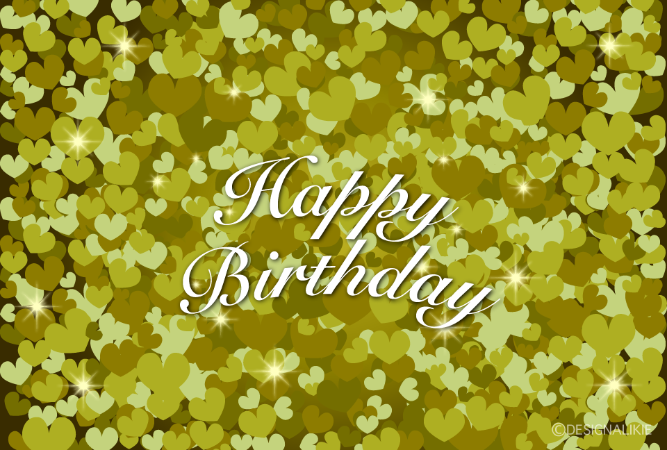 ゴールドハートのHappy Birthdayカード