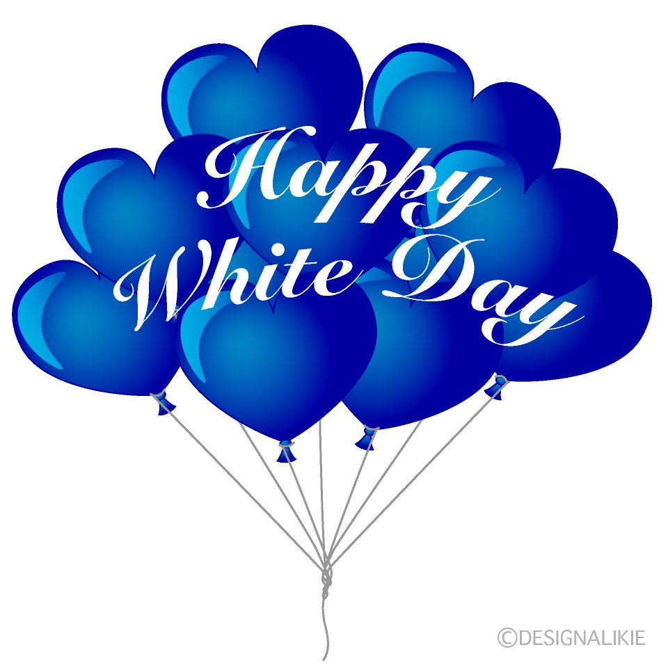 紺色ハート風船のHappy White Day