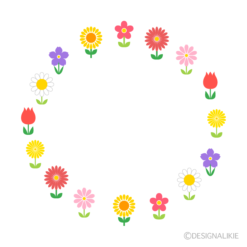 かわいい花畑リース
