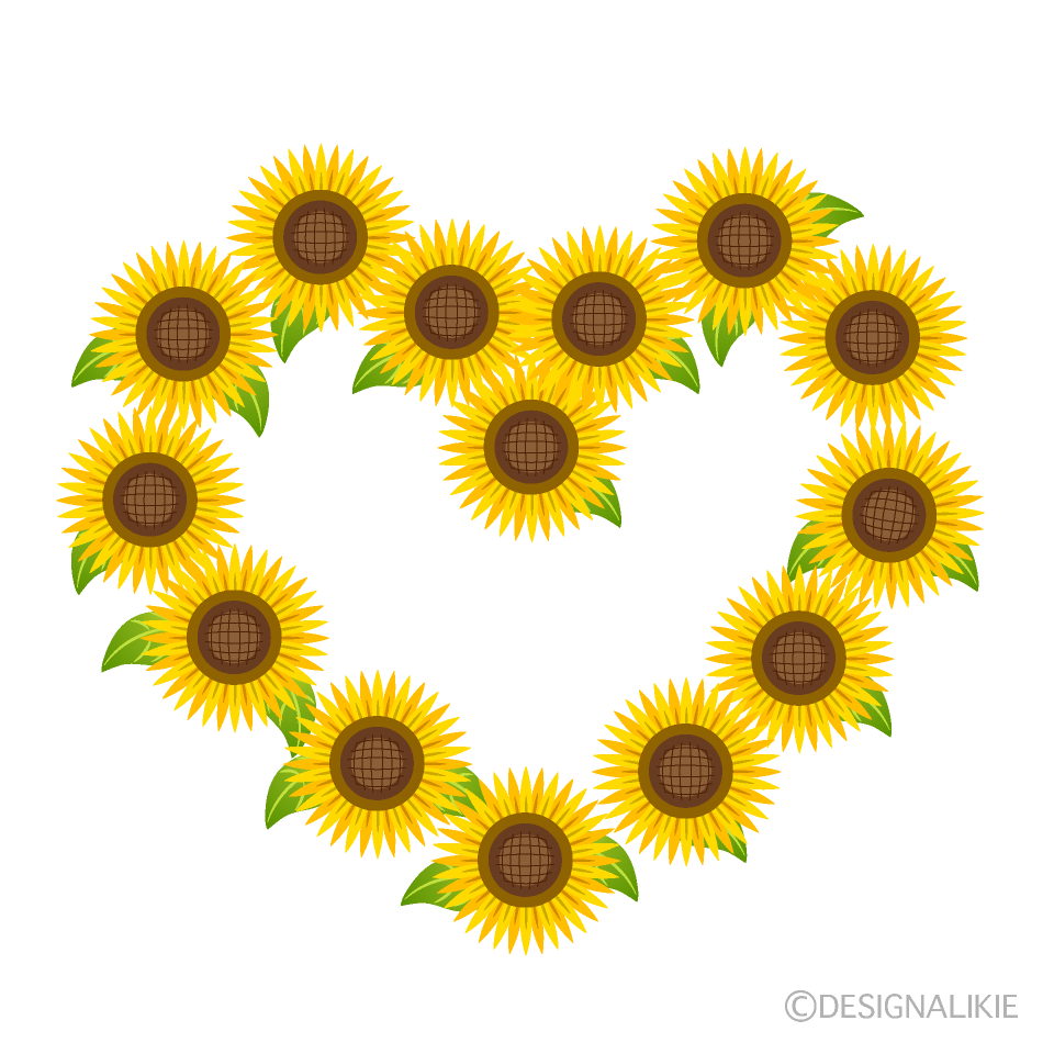 可愛いひまわり花ハートリース