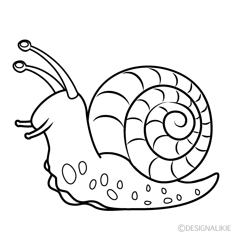 白黒の進むカタツムリ