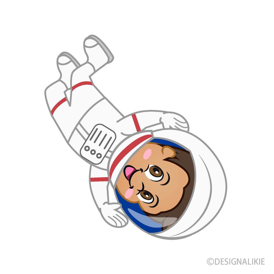 旋回する男の子の宇宙飛行士