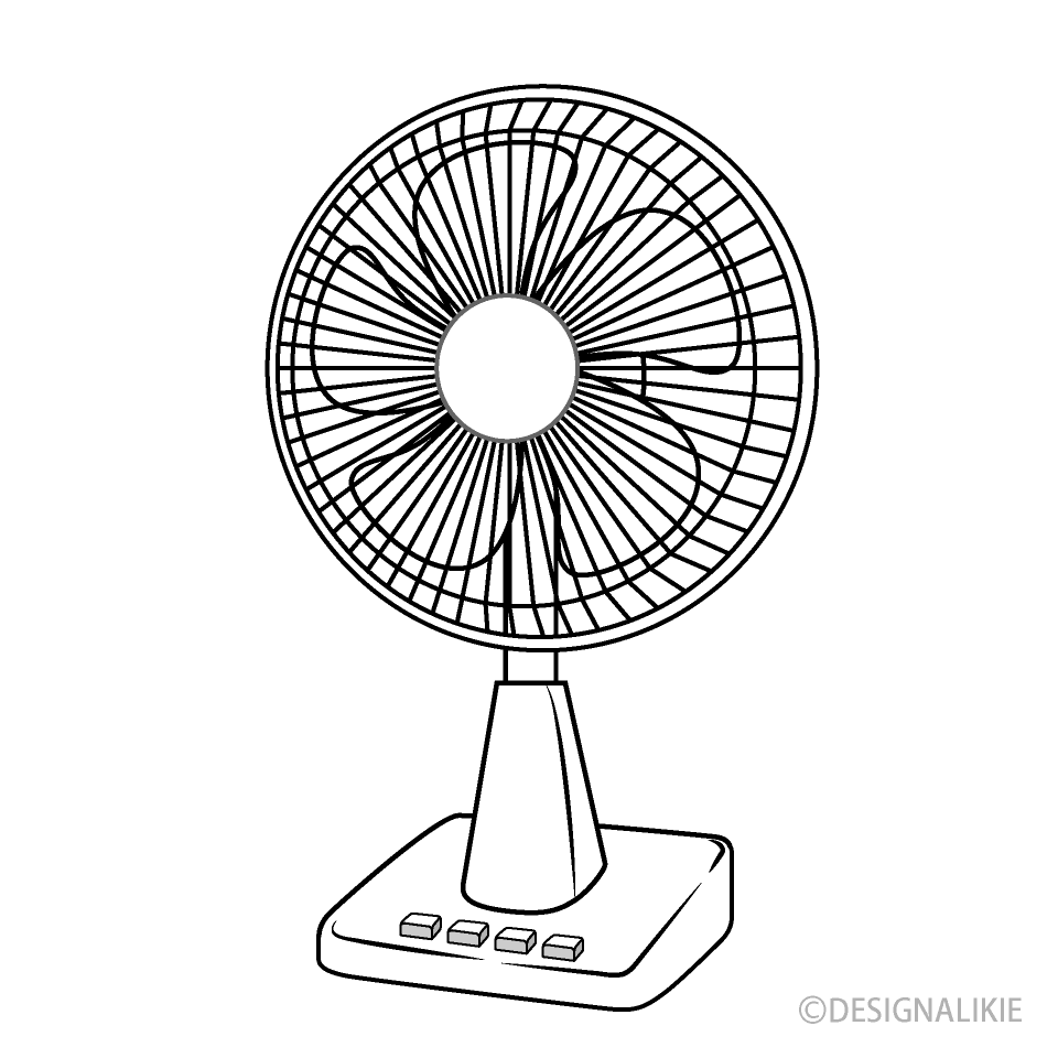 コンパクトな扇風機（白黒）