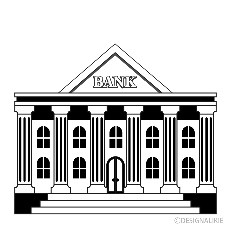 格式のある銀行（白黒）