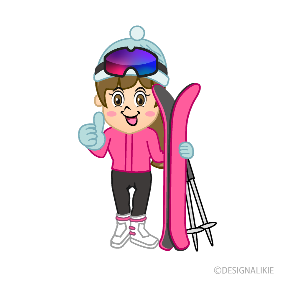 いいねする女の子スキーヤー