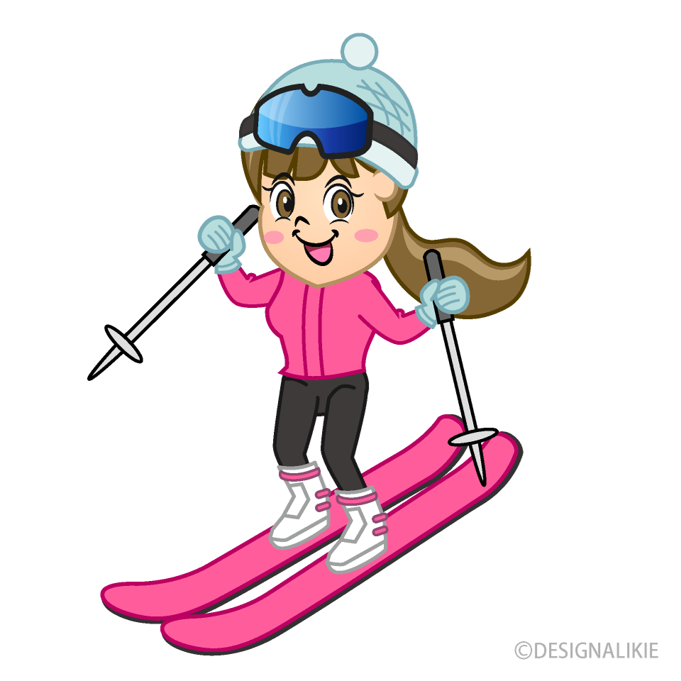 笑顔の女の子スキーヤー