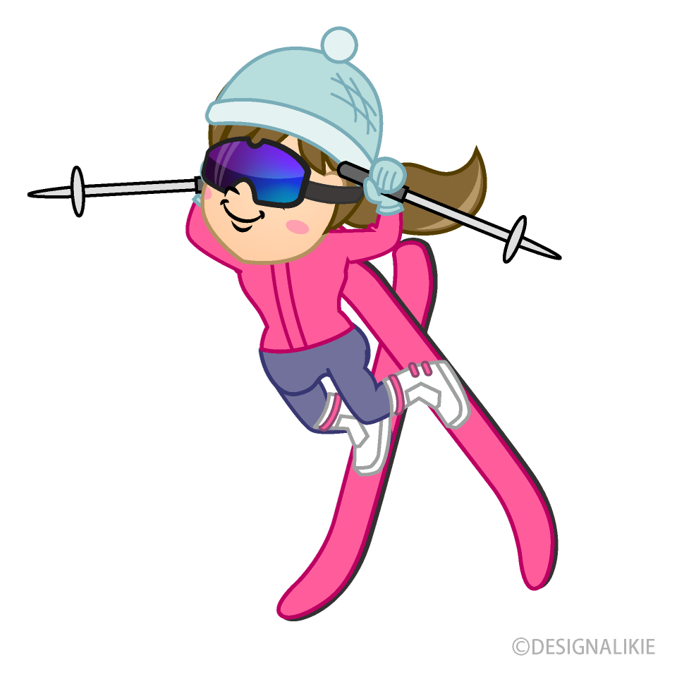 アクロバットする女の子スキーヤー