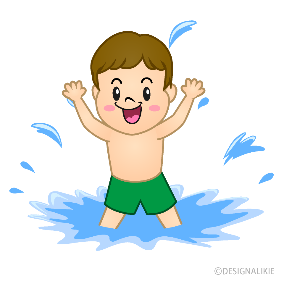 水遊びが楽しい男の子