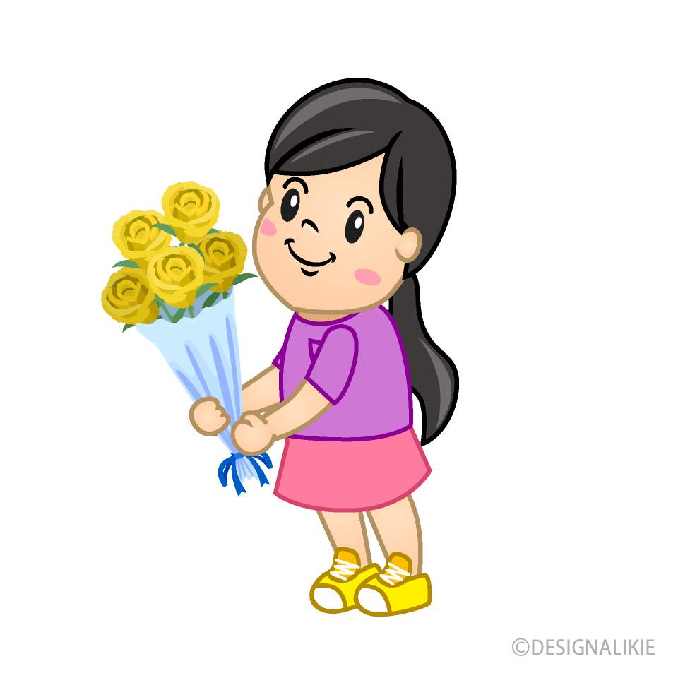 花束を贈る子供