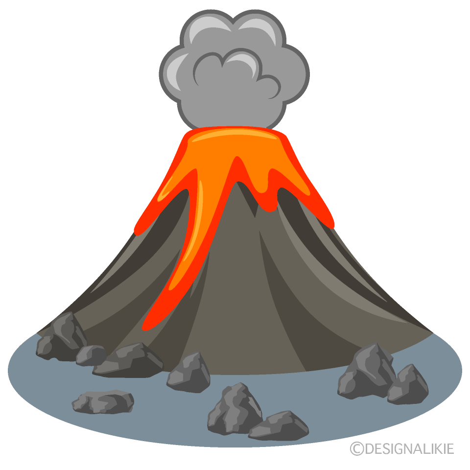 岩山の火山の噴火（グレー）