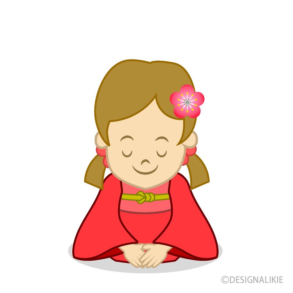 お辞儀して挨拶する女の子