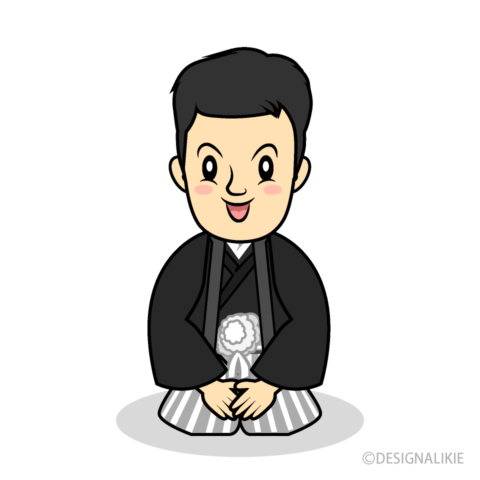 紋付袴姿の成人男性