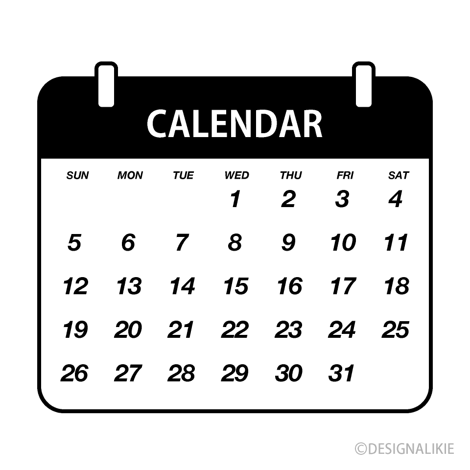 カレンダー（白黒）