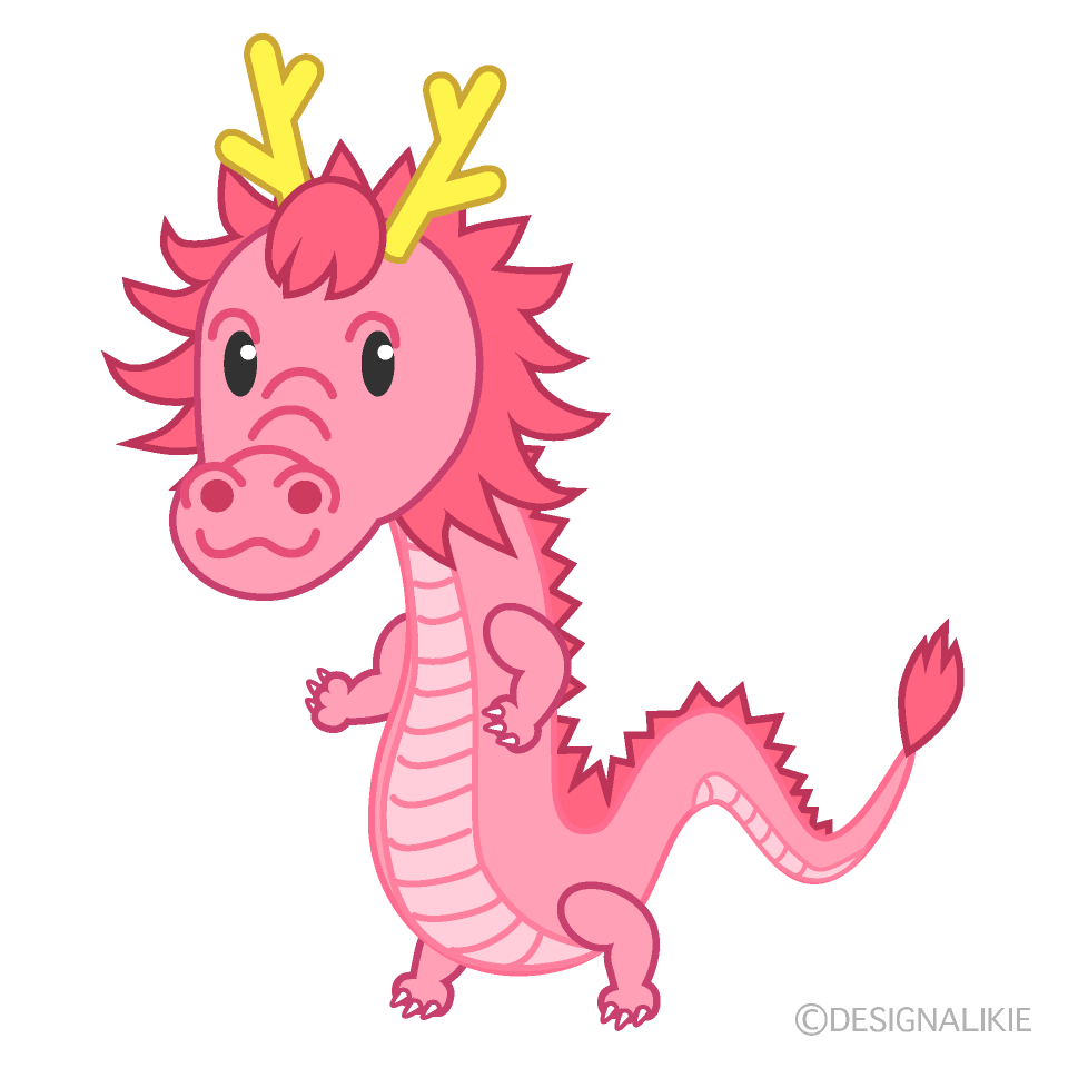 歩く可愛いピンク竜