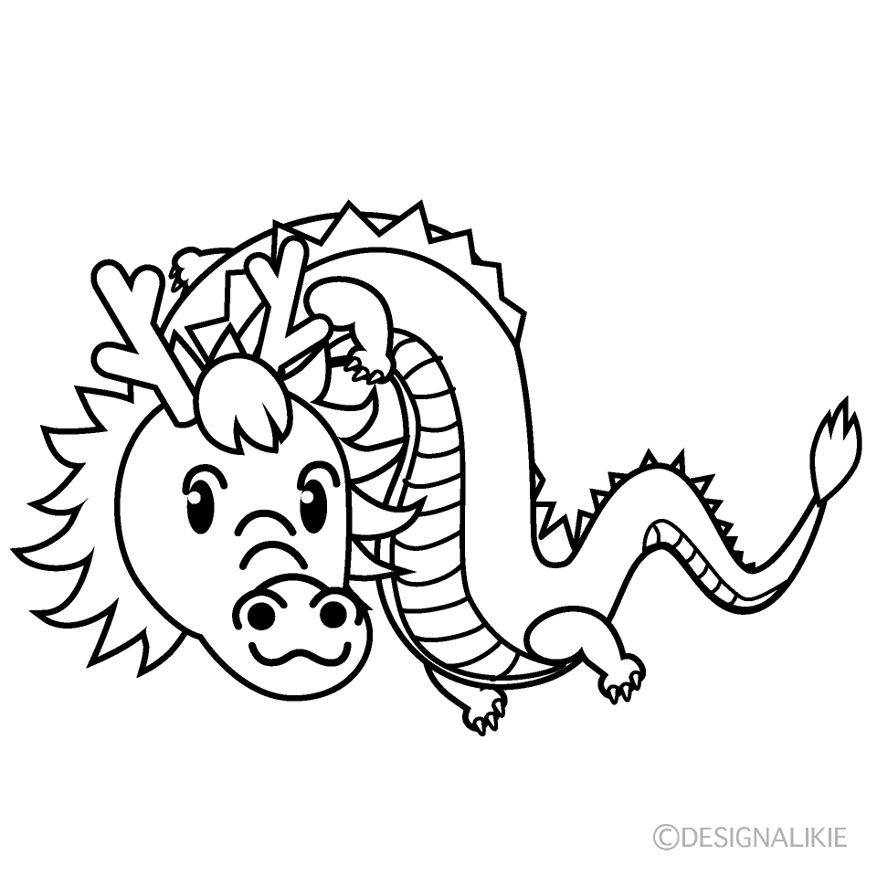 可愛い竜（白黒）