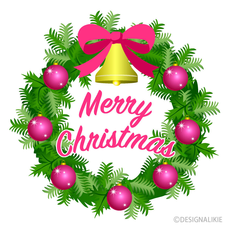 ピンクのメリークリスマスリース