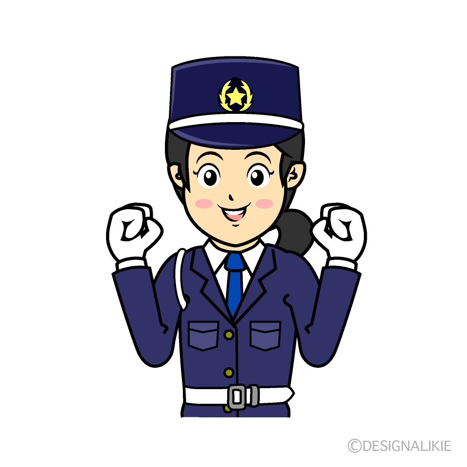 笑顔で働く女性警備員