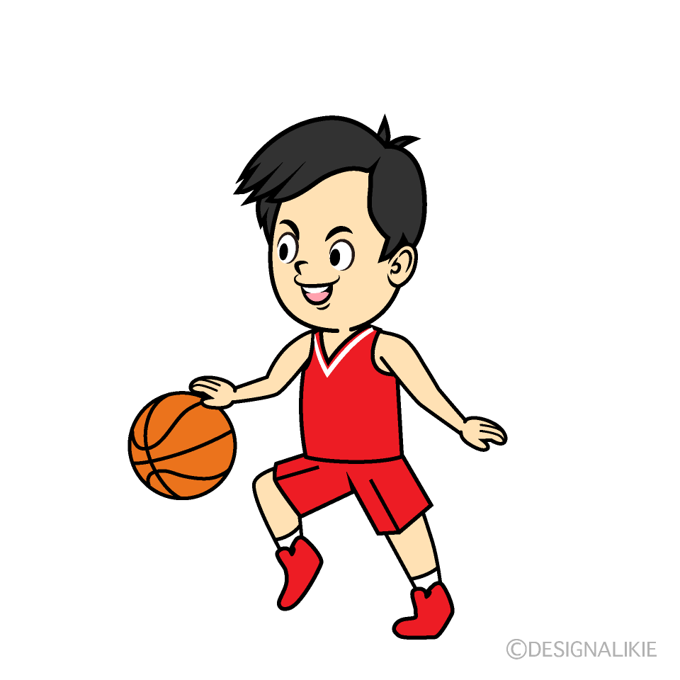 ドリブルするバスケ選手（横）