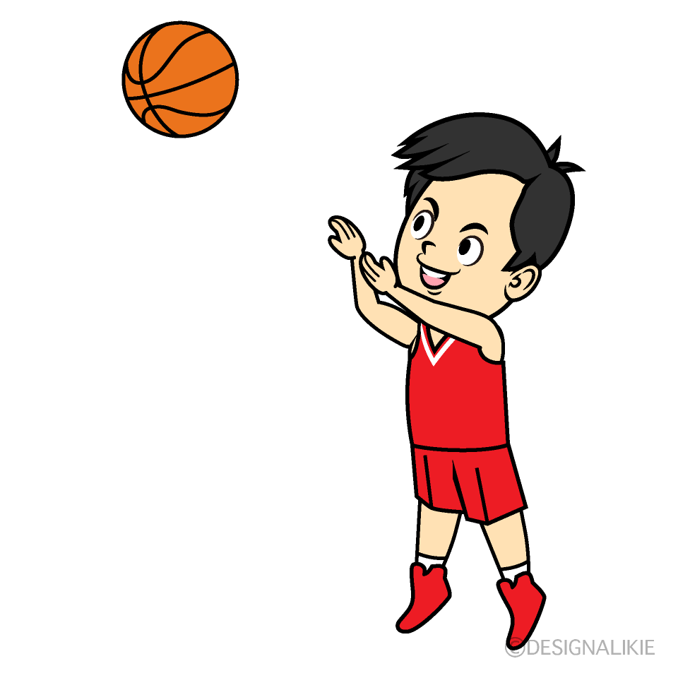 スリーポイントシュートするバスケ選手