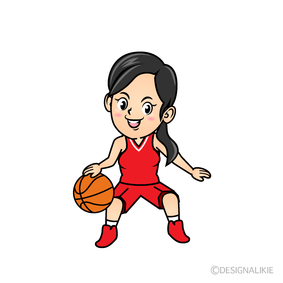 構える女子バスケ選手